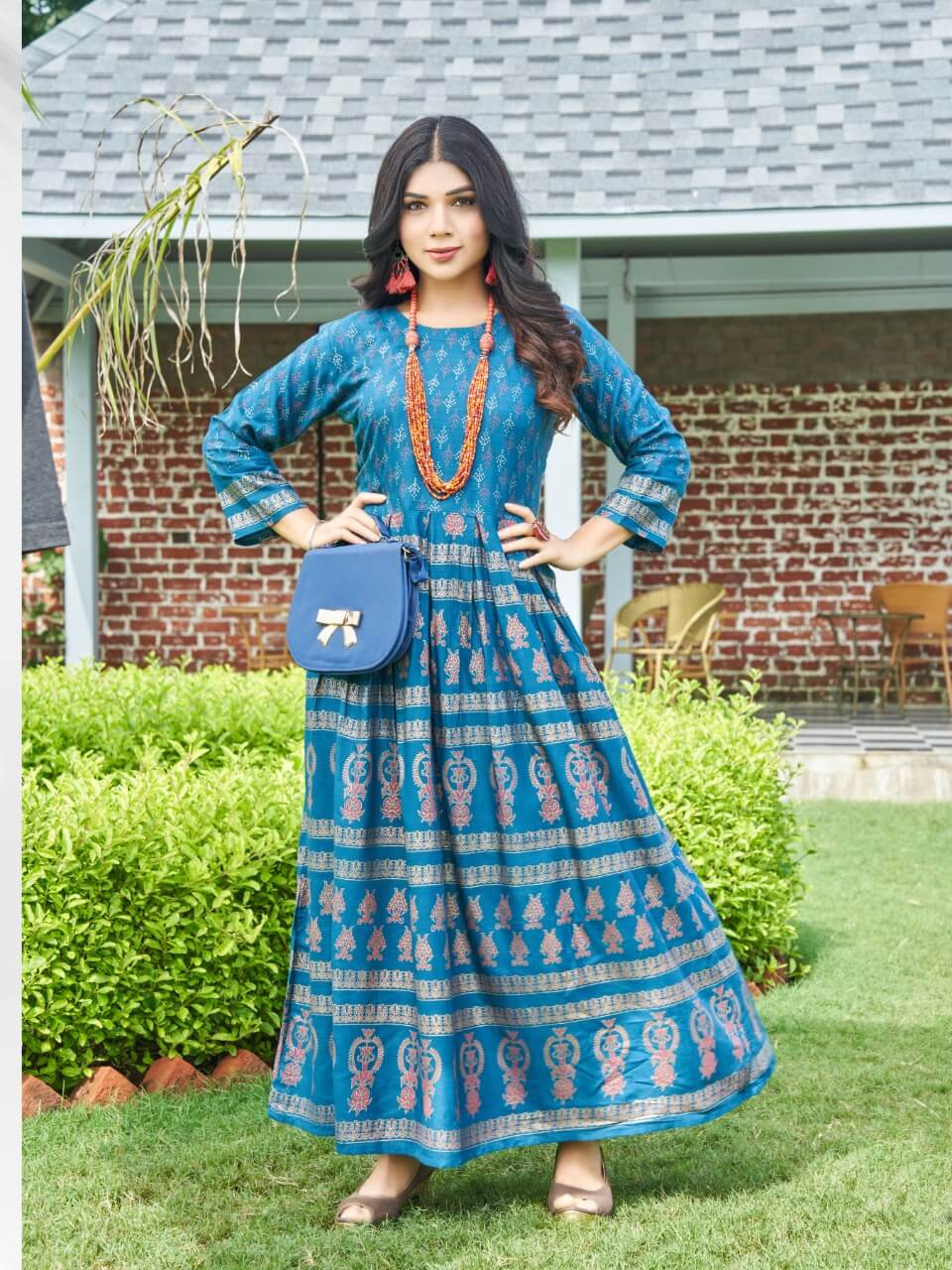Hirwa Sunshine 1 Rayon Printed Ethnic Wear Long Anarkali Kurti Latest Collection